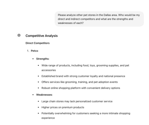 how to get chatgpt to conduct a competitive analysis